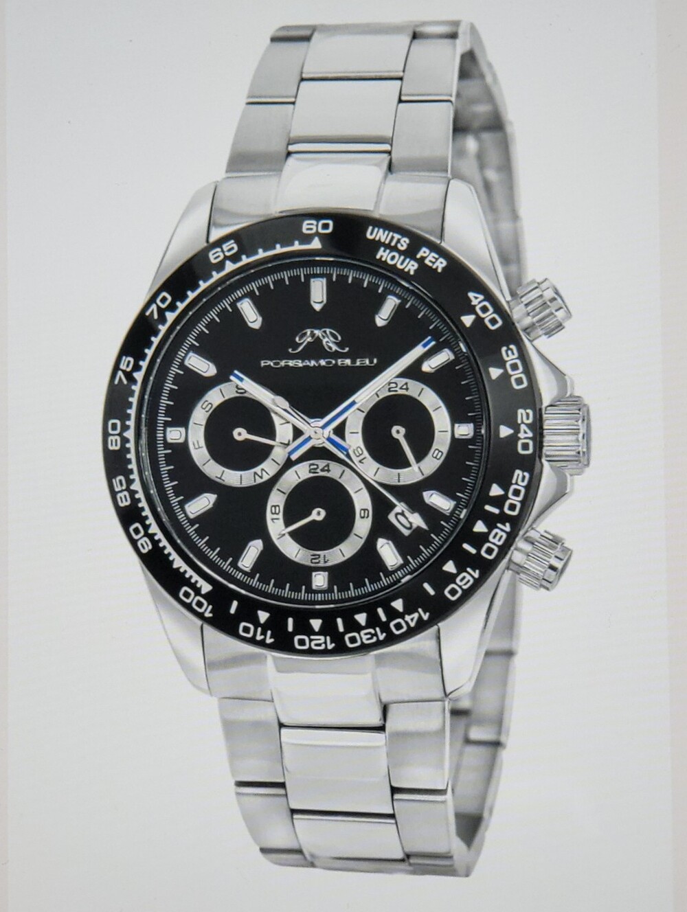 ♥️NWT♥️ Mens Porsamo Bleu Preston Luxery Multifunction Stainless Steel Watch